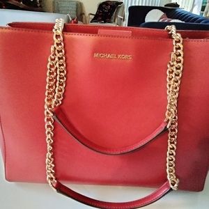 Michael Kors Red leather shoulder bag